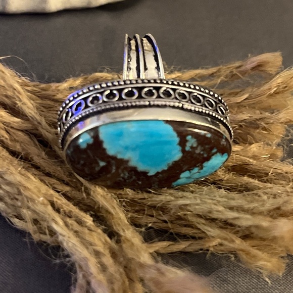 Gorgeous Turquoise 925 Silver Bollywood with Brown Matrix - Picture 3 of 5